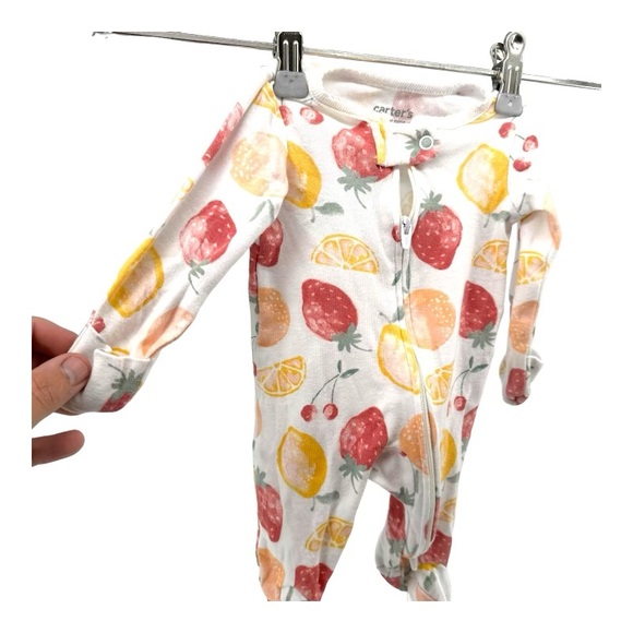 Carter’s | Newborn 0M Fruit Print Zip Onesie Strawberry - Picture 4 of 11
